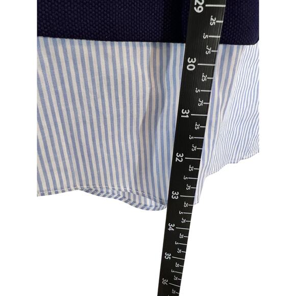 English Factory Navy & White Oxford Pinstripe Mini Dress Sz Small - Picture 8 of 8